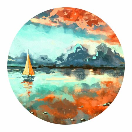 NEXT INNOVATIONS Lone Sail Boat Round Wall Art 101410050-LONESAIL